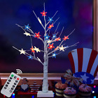 4Th of July Decorations Tree Light 24 Inch with 24 LED Red White Blue Star Light