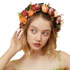 Women Rose Flower Crown Eucalyptus Leave Headband Baby Shower Floral Headpiece G