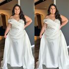 Elegant Wedding Dresses Plus Size Mermaid Detachable Train Beaded Bridal Gowns
