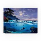 Dolphins In The Water by Anthony Casay, 35x47-Inch Canvas Wall Art