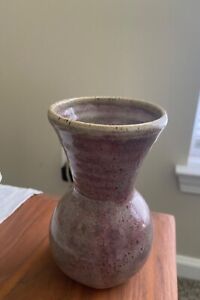 Signed King's Pottery Pale Purple Vase Rounded Bottom Seagrove North Carolina