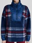 $325 Adidas Stella McCartney Women's Blue Fleece Plaid Jacket Coat Size XS