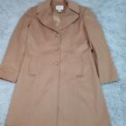 Vintage Worthington Womens Trench Coat Biege M Wool Cashmere Blend Pockets Cozy