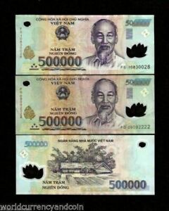 1 Million Vietnamese Dong ( 500000 x 2 Pieces ) Vietnam 500,000 Currency # 1 VND