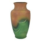 New ListingWeller Elberta 1930s Art Deco Pottery Crescent Design Green Brown Ceramic Vase