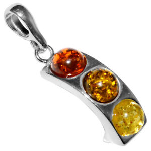 2.47g Authentic Baltic Amber 925 Sterling Silver Pendant Jewelry N-A1790