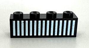 Lego 1x4 BLACK BRICK with WHITE GRILLE w/ 15 Vertical lines - 6953