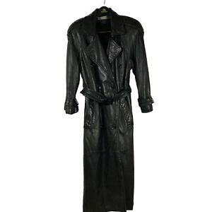 Size S Andrew Marc Soft Lambskin Leather Trench Coat Belted Full Length