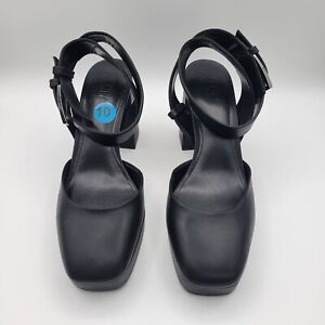 DKNY Women's Black Shoes Ankle-Strap Platform Pumps Block Heels Closed Toe Sz-10