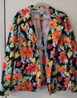 Women's Sag Harbor Floral Bright Multicolor Blazer Jacket Size 20W Focal EUC