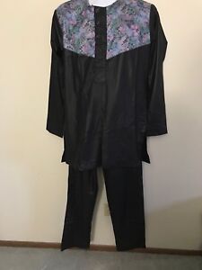 African Clothing, Men Shirt, African Shirt, Embroidery, Black top and down