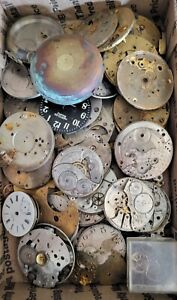 Large Lot Vintage Watch Pocket Watch Parts Pieces Movements And Dials