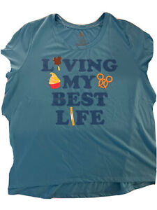 Disney Parks “Living My Best Life” Teal Super Soft Shirt Tee Sz XXL 2XL (0618)