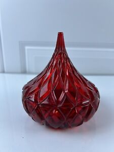 HERSHEY'S KISS Shaped Ruby Lead Crystal CANDY DISH Shannon Designs Ireland