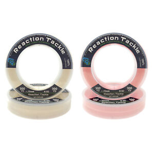 Reaction Tackle 100% Pure Fluorocarbon Fishing Line Clear or Pink