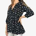 Maeve by Anthropologie Winona Babydoll Tunic Size S Black Button Front