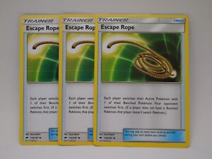 3x Escape Rope 114/147  Burning Shadows Pokemon TCG Card LP Playset