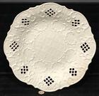Rare 18th C Antique Salt Glaze Pottery Openwork Rim Dish, 10