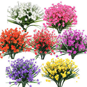 Artificial Flowers Fake Outdoor UV Resistant Shrubs Faux Plants Spring Decoratio