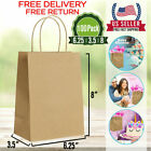 [100 Bags] 6.25x3.5x8. Brown Paper Bags with Handles Bulks.
