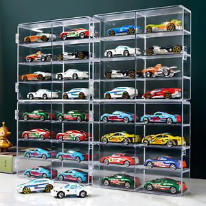4Pcs 1/64 Scale Diecast 8 Car Display Case with Locking Latch For Action Models