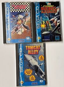 Sega CD 3 Game Bundle Lot Star Wars Rebel Assault Racing Aces Tomcat Alley CIB