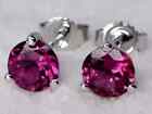Solitaire Studs Earring 925 Silver Lab Created 4 MM Round Ruby Special Gift Stud