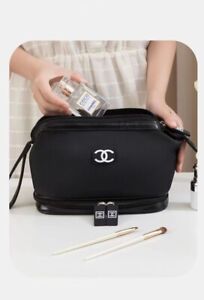 NEW 2024 Chanel Beaute X'mas Gift Set Makeup Box Travel Case cosmetic Bag black