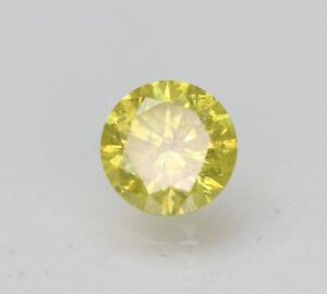 0.01 Carat Vivid Greenish Yellow Round Brilliant Enhanced Natural Diamond 1.46mm