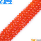 Orange Jade Gemstone Round Beads For Jewelry Making Free Shipping Strand 15