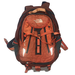 The North Face Surge Backpack Orange Maroon Flaws* Hiking Outdoor Computer