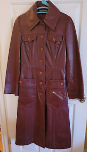 54 station plaza burgundy deep red leather trench coat Striking details womens S