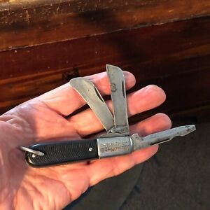 Vintage RARE Prov Cutlery RI USA Ric-Nor Boston 3-Bld Electric Mate Pocket Knife