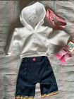 NWT Lee Middleton Doll Clothes White Hoodie, Rainbow Jeans, Headband, Booties