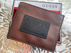 Guess Wallet Men 31GO220052 Brown Trifold RFID Protection Gift Box New MSRP $42