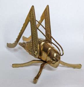 Vintage Solid Brass Hearth Cricket /  Paperweight Figurine, 5