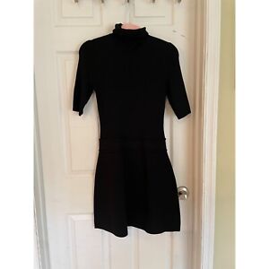 Theory Lexianna Black Dress Evian Stretch Ribbed Knit Turtleneck Medium NWT