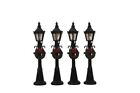 New ListingChristmas Village Set of 4 Battery Operated Street Lights Lamps with Wreath