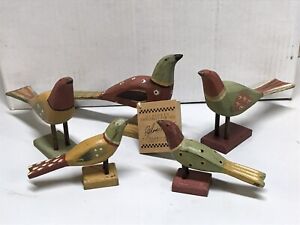 PJ Rankin-Hults Folk Art Birds Collection Primitives by Kathy 4-7” - Set of 5