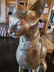 Beautiful bronze Egyptian cat signed by A. Tiot. Measures 24