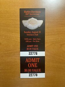 2003 Harley Davidson 100th Concert Elton John Kid Rock Tim McGraw Full Ticket