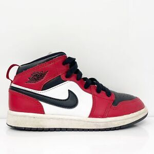 Nike Boys Air Jordan 1 Mid TD 640735-173 Red Basketball Shoes Sneakers Size 1Y