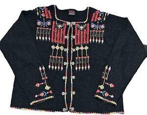 Norwegian Vrikke Sweater Wool with Metal clasps and embroidery. Size XXL