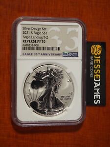 2021 S REVERSE PROOF SILVER EAGLE NGC PF70 T2 ONE COIN FROM THE DESIGNER SET