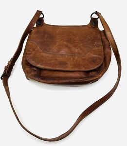 Vintage Frye Handbag Purse Brown Leather Hobo Magnetic Closure Adjustable Strap