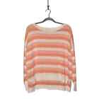 CABI $109 Swish Pullover Striped Linen Sweater Orange/White 6179 Small