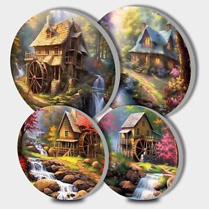 Rustic Cabin Electric Stove Burner Covers, Set of 4 Round Stove Burner Covers...