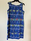 Vintage Sag Harbor Sleeveless Dress Blue Floral Size 12 Midi