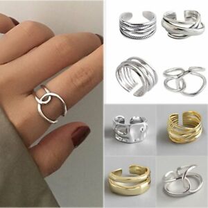 Silver Irregular Finger Rings Women Handmade Couple Jewelry Gifts Adjustable