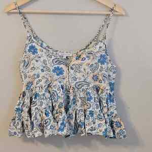 Anthropologie Patrons of Peace Cropped Tank Women's XS Floral Ruffled